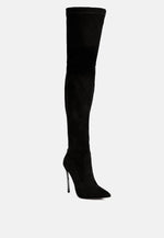 Jaynetts Stretch Suede Micro High Knee Boots