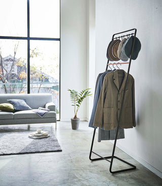 Coat Rack with Hat Storage (66" H)  - Steel + Wood - By Baano