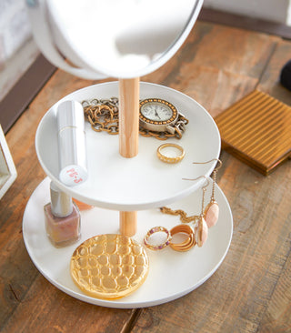 Two-Tier Jewelry Tray With Mirror - Steel + Wood - By Baano
