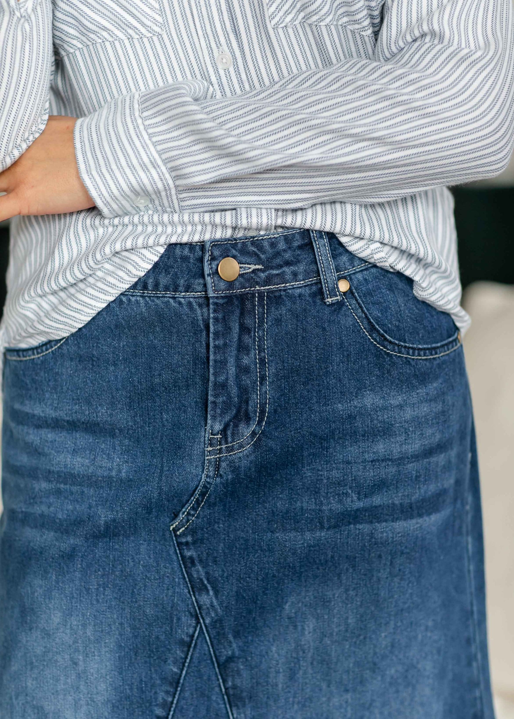 Jennifer A-Line Long Denim Skirt