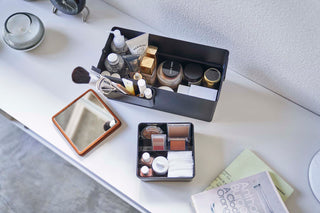Makeup Organizer with Mirror - Steel + Wood - By Baano