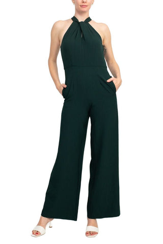 Julia Jordan Crossed Neck Keyhole Racerback Solid Crepe Jumpsuit - Glamourous Grace