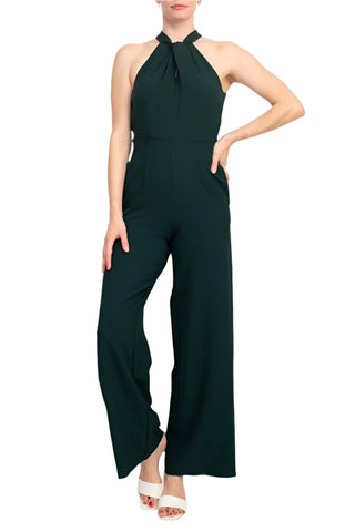 Julia Jordan Crossed Neck Keyhole Racerback Solid Crepe Jumpsuit - Glamourous Grace