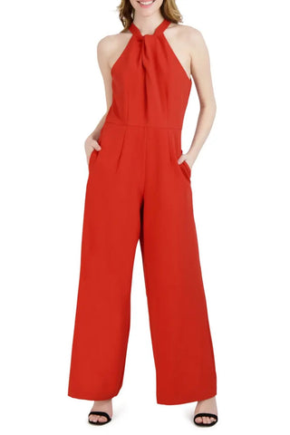 Julia Jordan Crossed Neck Keyhole Racerback Solid Crepe Jumpsuit - Glamourous Grace