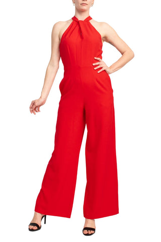 Julia Jordan Crossed Neck Keyhole Racerback Solid Crepe Jumpsuit - Glamourous Grace