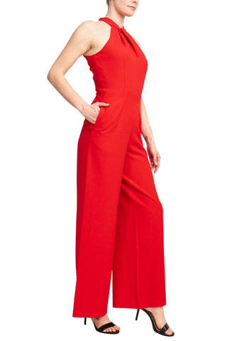 Julia Jordan Crossed Neck Keyhole Racerback Solid Crepe Jumpsuit - Glamourous Grace