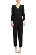 Julia Jordan V - Neck Long Sleeve Tie Back Zipper Back Solid Stretch Crepe Jumpsuit - Glamourous Grace