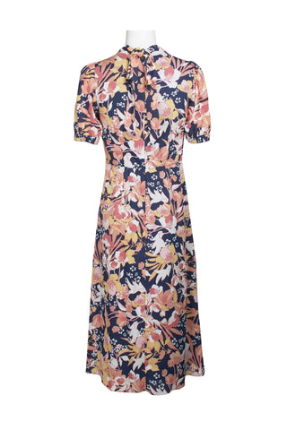 Julia Jordan High Neck Zipper Back Slit Side Floral Print Polyester Dress - Glamourous Grace