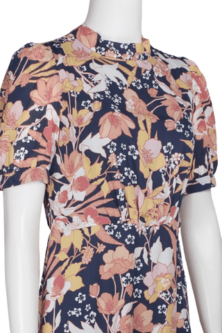 Julia Jordan High Neck Zipper Back Slit Side Floral Print Polyester Dress - Glamourous Grace