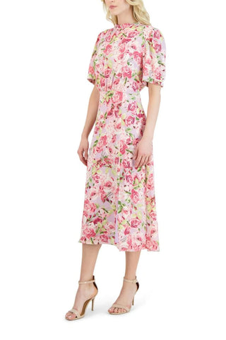 Julia Jordan Mock Neck Balloon Sleeve Midi Dress - Glamourous Grace