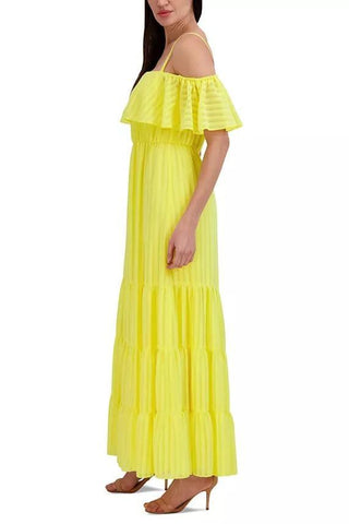 Julia Jordan Off - The - Shoulder Tiered Chiffon Maxi Dress - Glamourous Grace