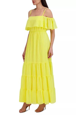 Julia Jordan Off - The - Shoulder Tiered Chiffon Maxi Dress - Glamourous Grace