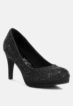 Jolly Exquisite Rhinestone-Embellished Stiletto Pumps London Rag International