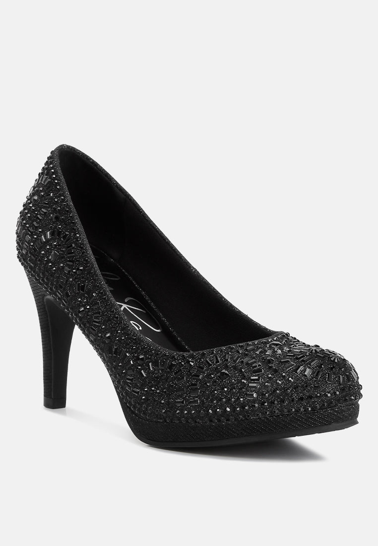 Jolly Exquisite Rhinestone-Embellished Stiletto Pumps London Rag International