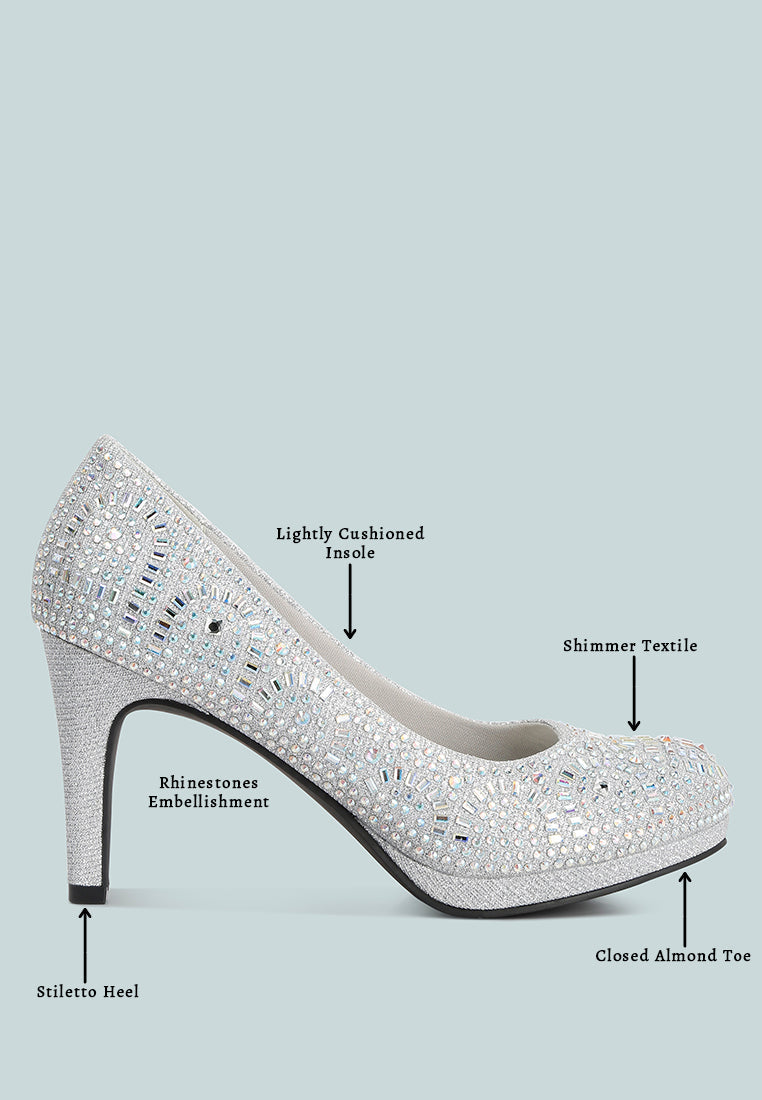 Jolly Exquisite Rhinestone-Embellished Stiletto Pumps London Rag International