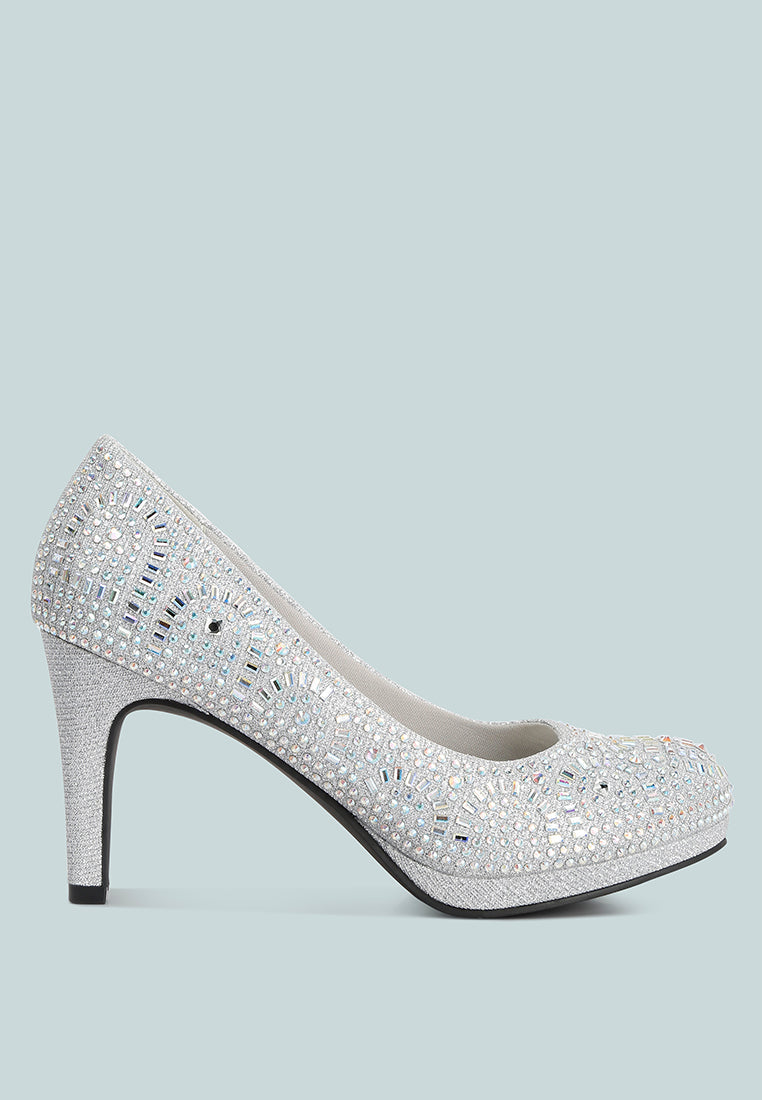 Jolly Exquisite Rhinestone-Embellished Stiletto Pumps London Rag International
