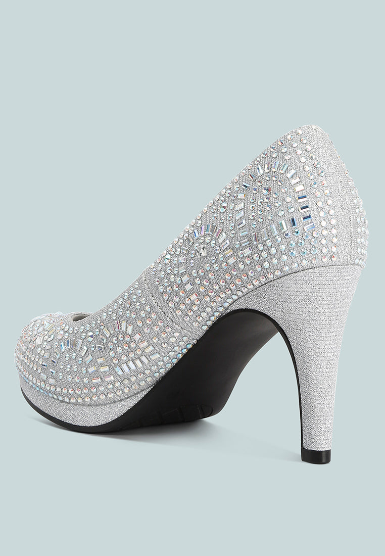 Jolly Exquisite Rhinestone-Embellished Stiletto Pumps London Rag International