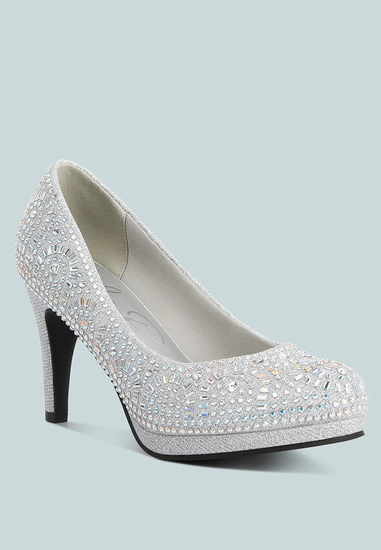 Jolly Exquisite Rhinestone-Embellished Stiletto Pumps London Rag International