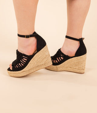 Juti Wedges in Black Naughty Monkey