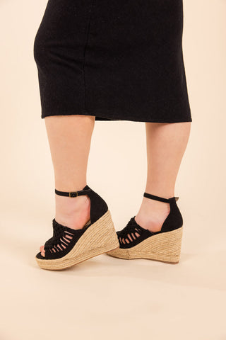 Juti Wedges in Black Naughty Monkey