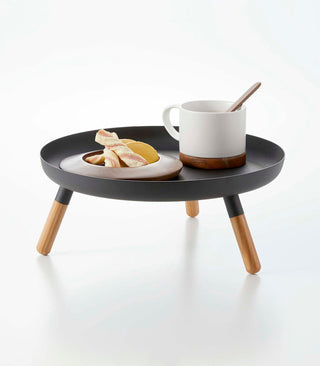 Countertop Pedestal Tray (5" H)  - Steel + Wood - By Baano
