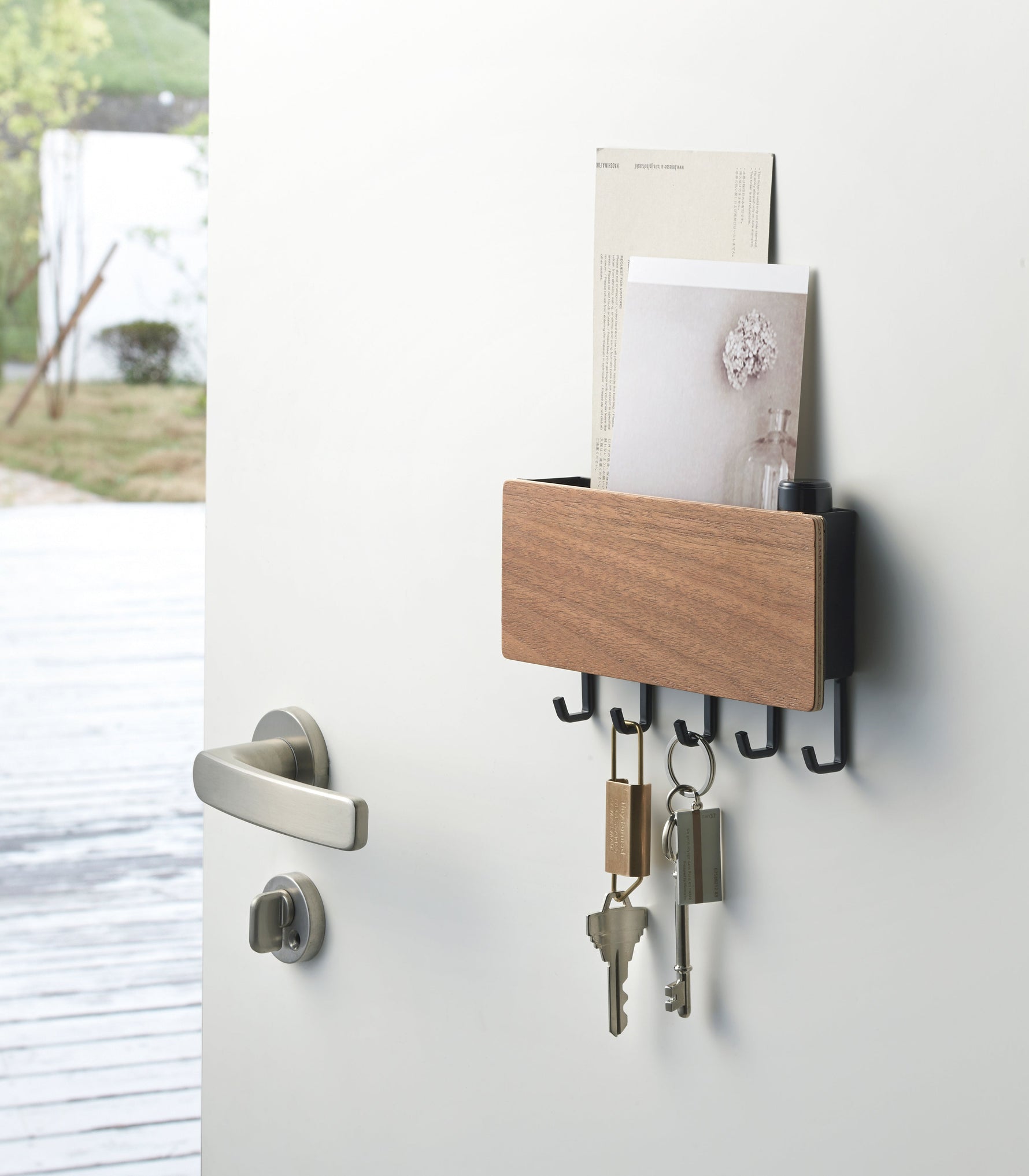 Magnetic Key Rack - Steel + Wood Yamazaki Home