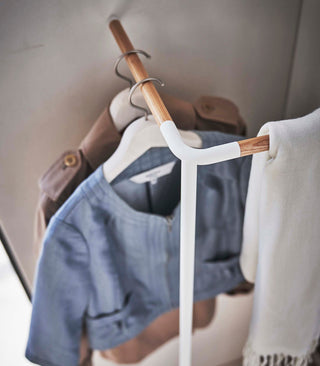 Corner Leaning Coat Hanger (63" H)  - Steel + Wood - By Baano