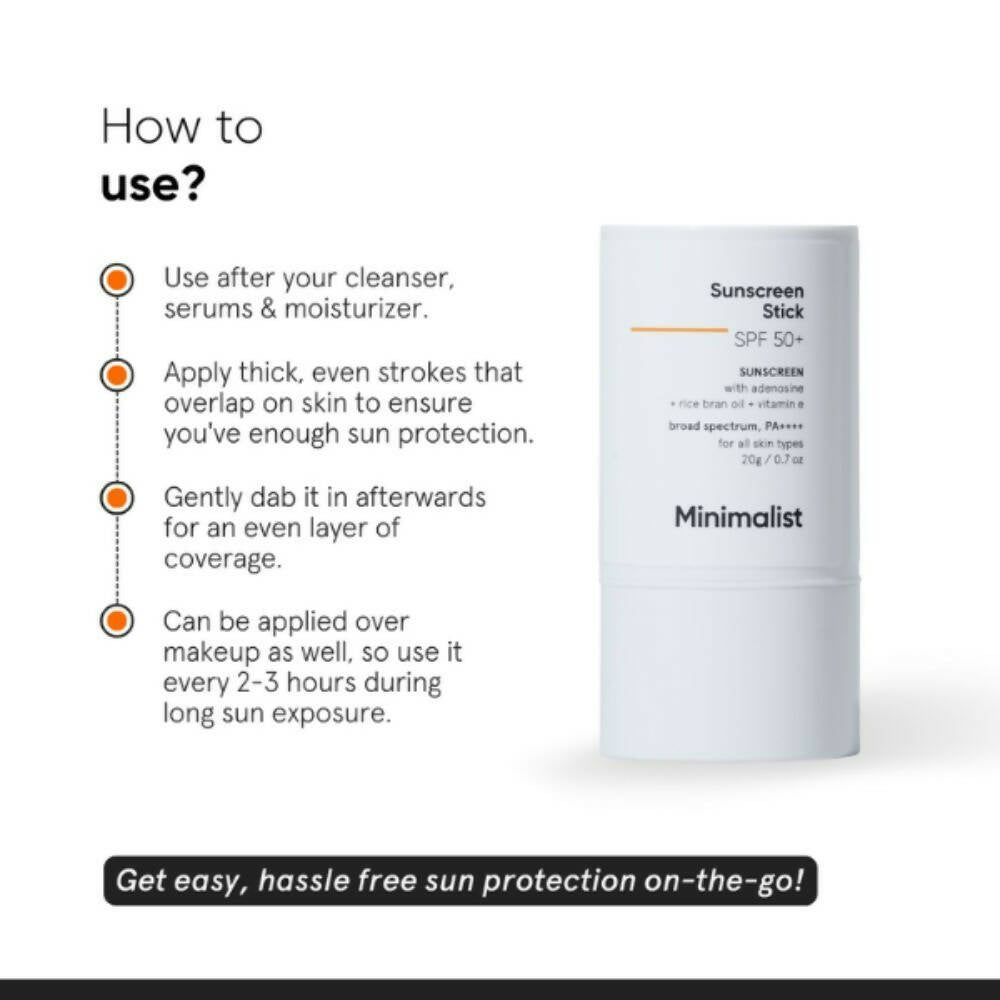 Minimalist SPF 50 Sunscreen Stick PA++++ With Adenosine, Rice Bran Oil & Vitamin E