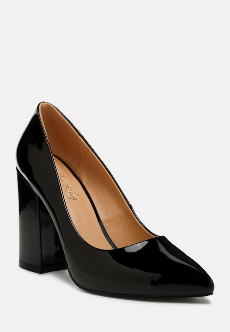 Kamira Patent Block Heeled Pumps London Rag International