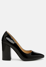 Kamira Patent Block Heeled Pumps London Rag International