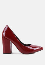 Kamira Patent Block Heeled Pumps London Rag International
