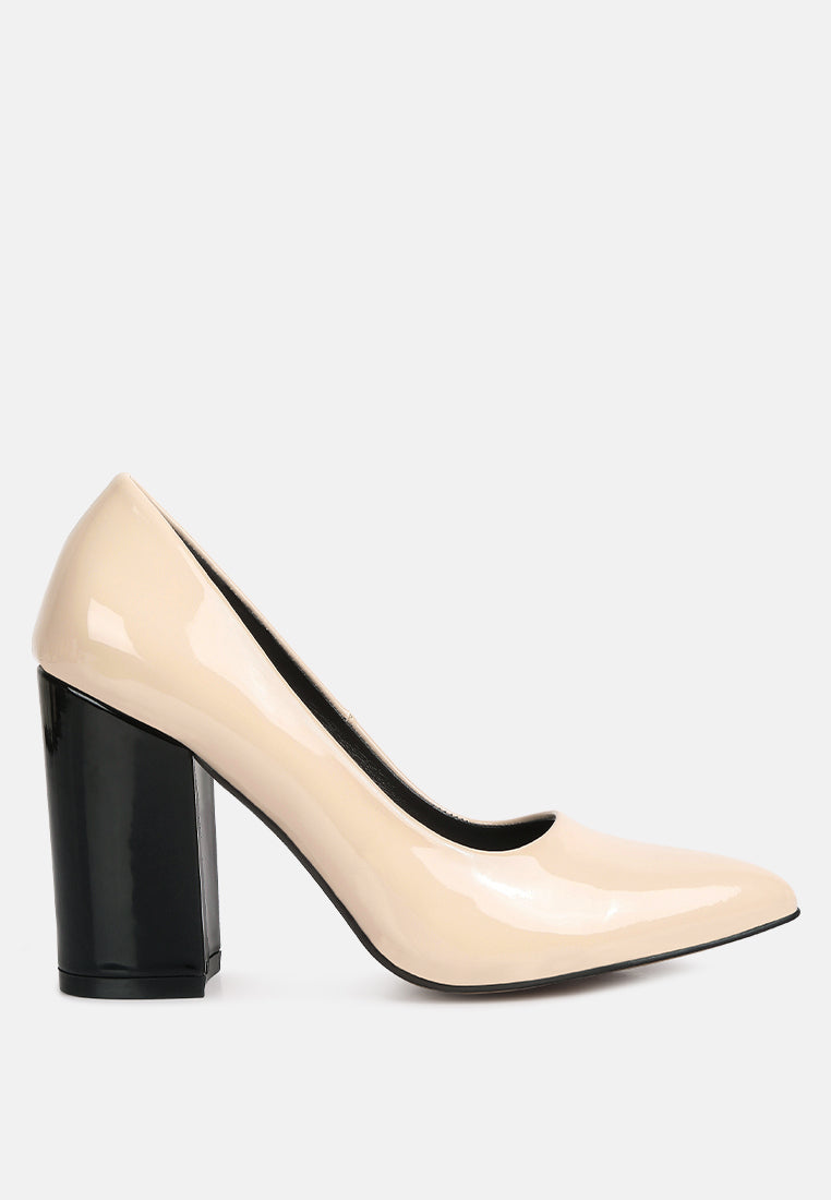 Kamira Patent Block Heeled Pumps London Rag International
