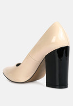 Kamira Patent Block Heeled Pumps London Rag International