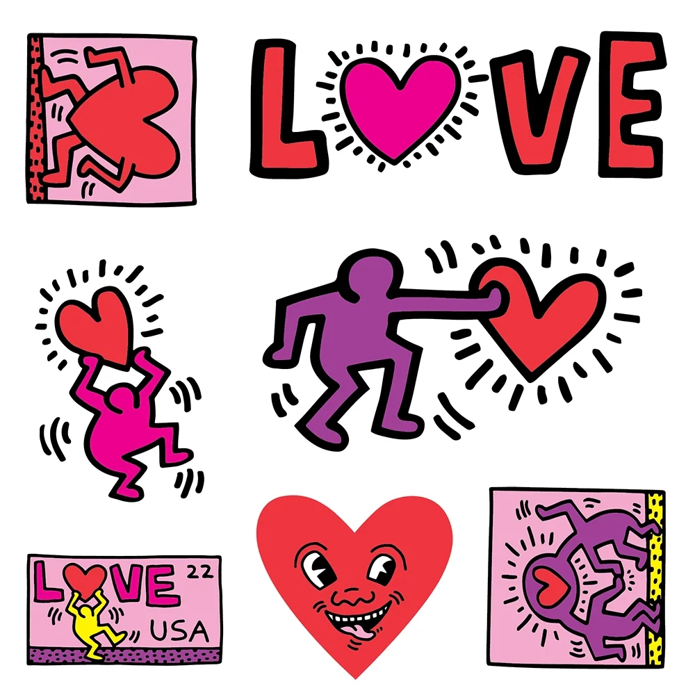 Keith Haring Love Stickers - Sheet of 7