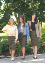 Kennedy Olive Midi Denim Skirt