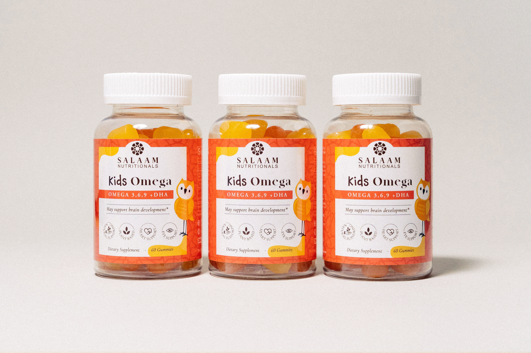 Halal Omega 3, 6 & 9 Gummies with DHA for Kids - 60 Count | Salaam Nutritionals - By Baano