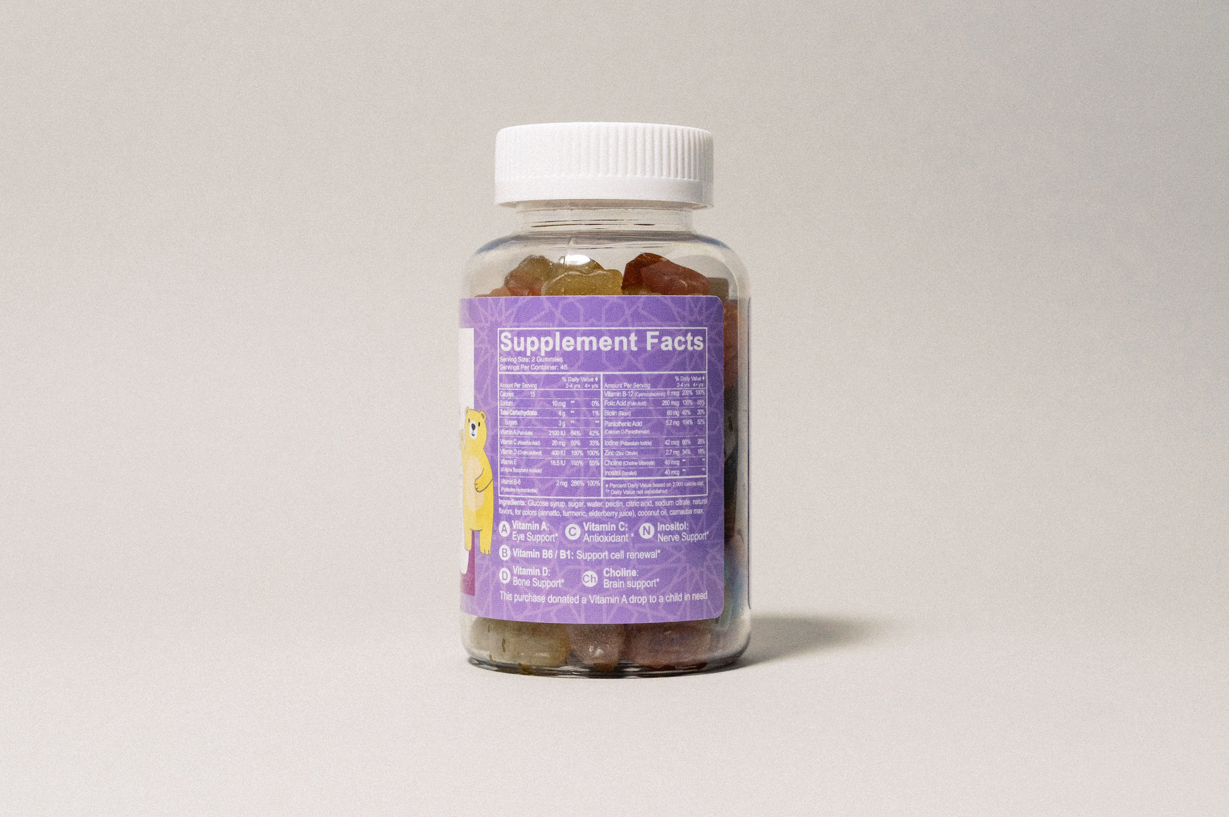 Halal Kids Gummy Multivitamins with Vitamins A, C, E & Zinc - 90 Count | Salaam Nutritionals - By Baano