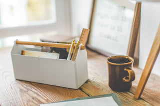 Pen + Desk Organizer - Large - Steel + Wood - By Baano