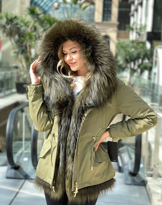 Genuine Silver Fox Fur Parka with Rabbit Fur Insulation - By Baano