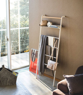 Leaning Storage Ladder With Shelf (63" H)  - Steel - By Baano