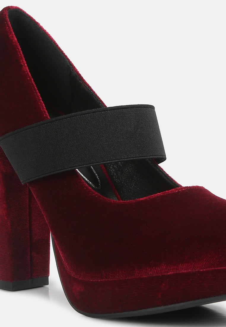 Krause High Block Heel Velvet Pumps London Rag International