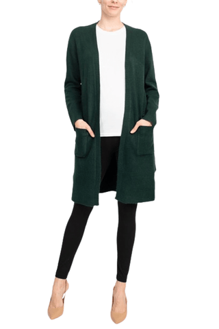 Velvet Heart Open Front Long Sleeve Ribbed Cuffs and Hem Knit Oversize Cardigan with Pockets - Glamourous Grace