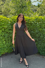 FOR THE RECORD BLACK WOVEN MIDI DRESS - By Baano