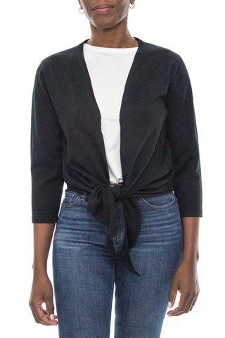 Nina Leonard Open Tie Front 3/4 Sleeve Bolero - By Baano