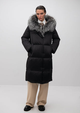 Charlotte Genuine Silver Fox Down Parka - By Baano