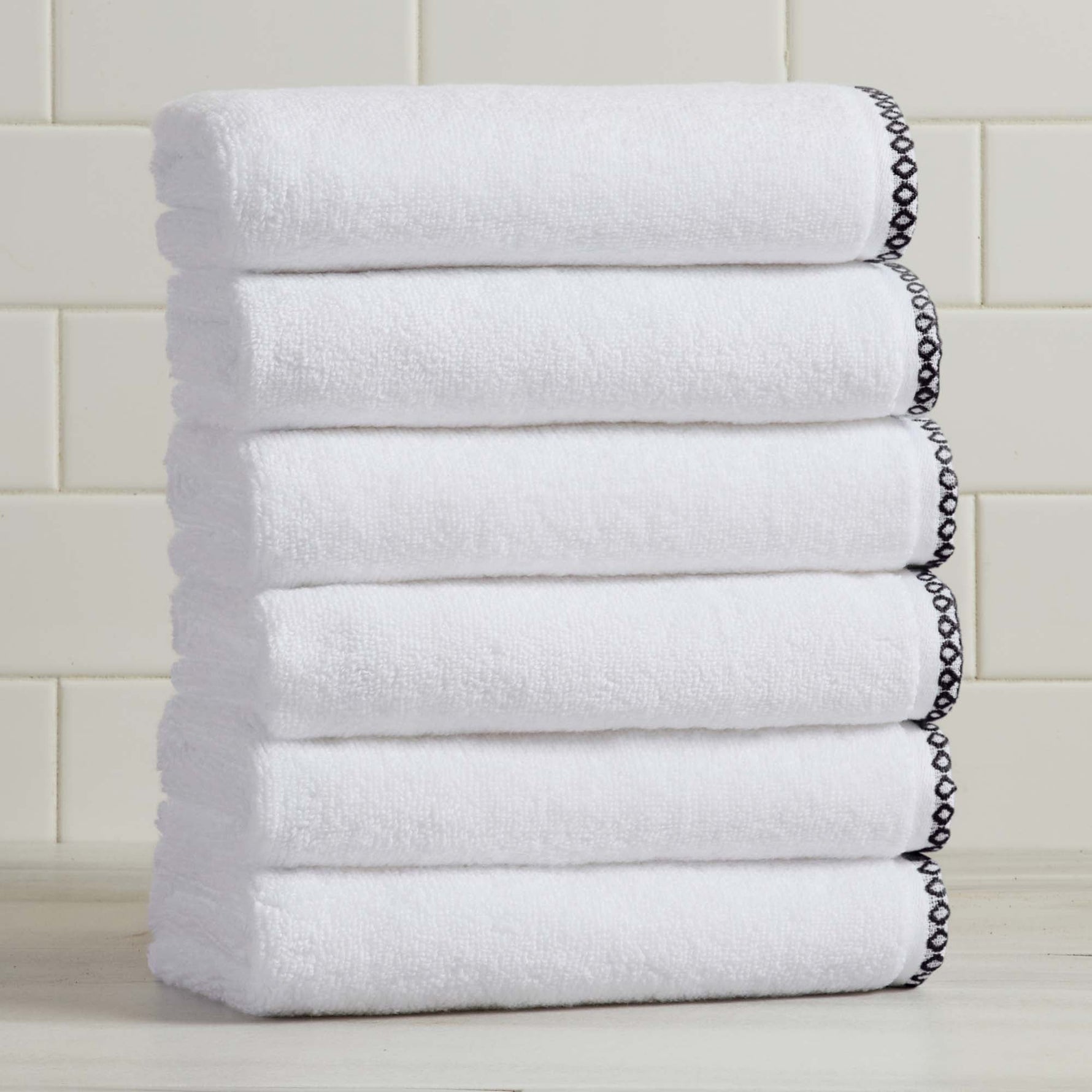 Cotton Border-Stitched 6-Piece Towel Set - Valery Collection