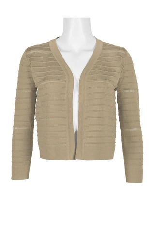 Nina Leonard Banded Long Sleeve Ribbed Knit Bolero - Glamourous Grace