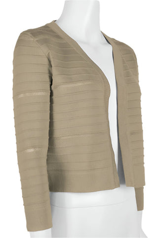 Nina Leonard Banded Long Sleeve Ribbed Knit Bolero - Glamourous Grace