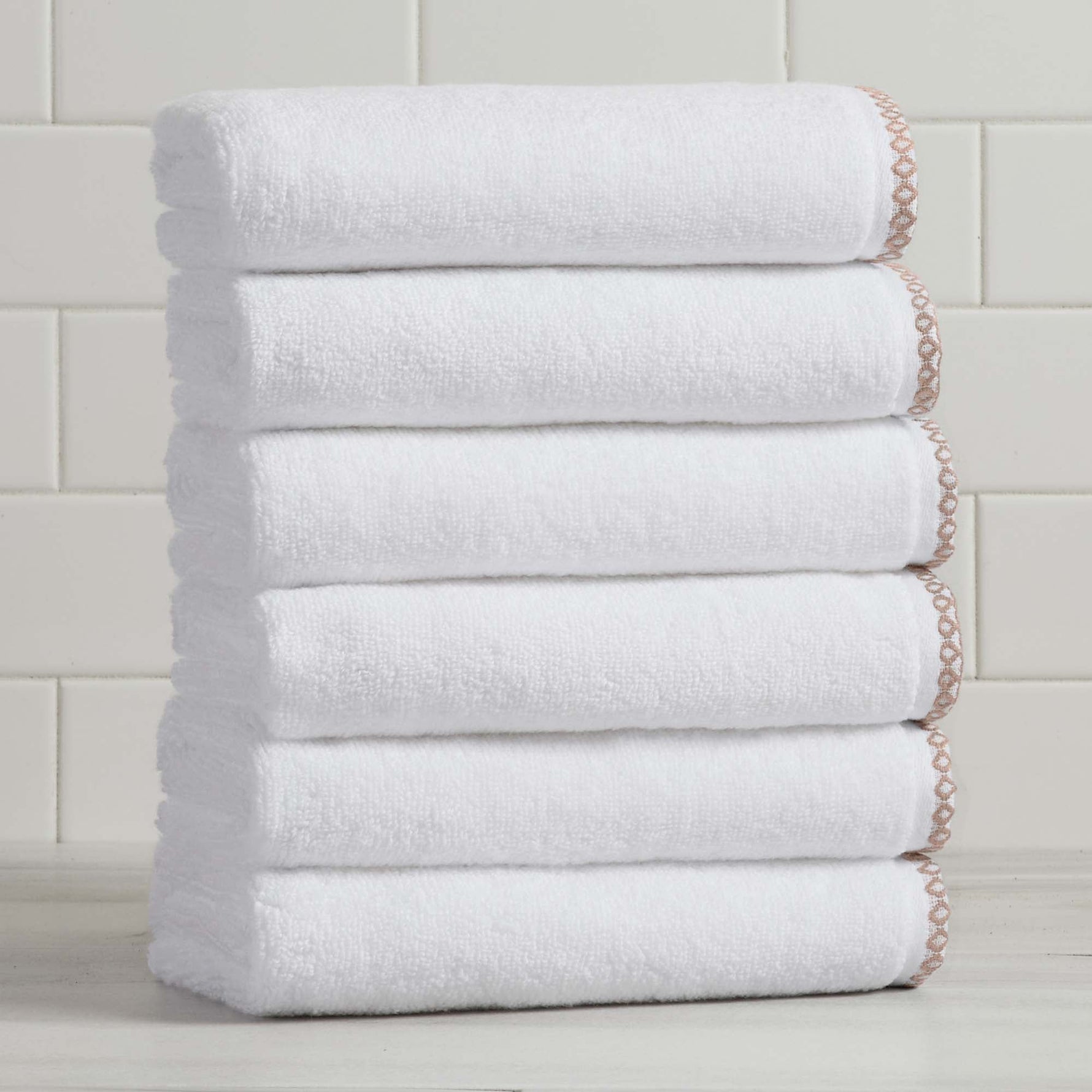 Cotton Border-Stitched 6-Piece Towel Set - Valery Collection