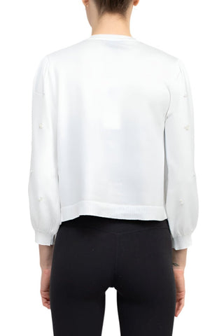 Nina Leonard Crew Neck Hook Closure 3/4 Bishop Sleeves Knit Cardigan - Glamourous Grace